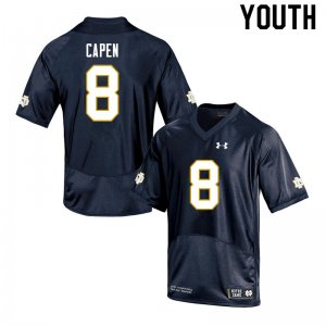 Notre Dame Fighting Irish Youth Cole Capen #8 Navy Under Armour Authentic Stitched College NCAA Football Jersey VUB4499TL